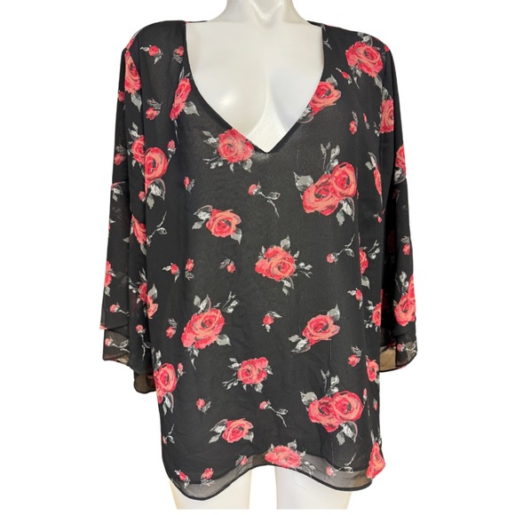Women Lane Bryant flowy floral blouse sz xl - Picture 1 of 6